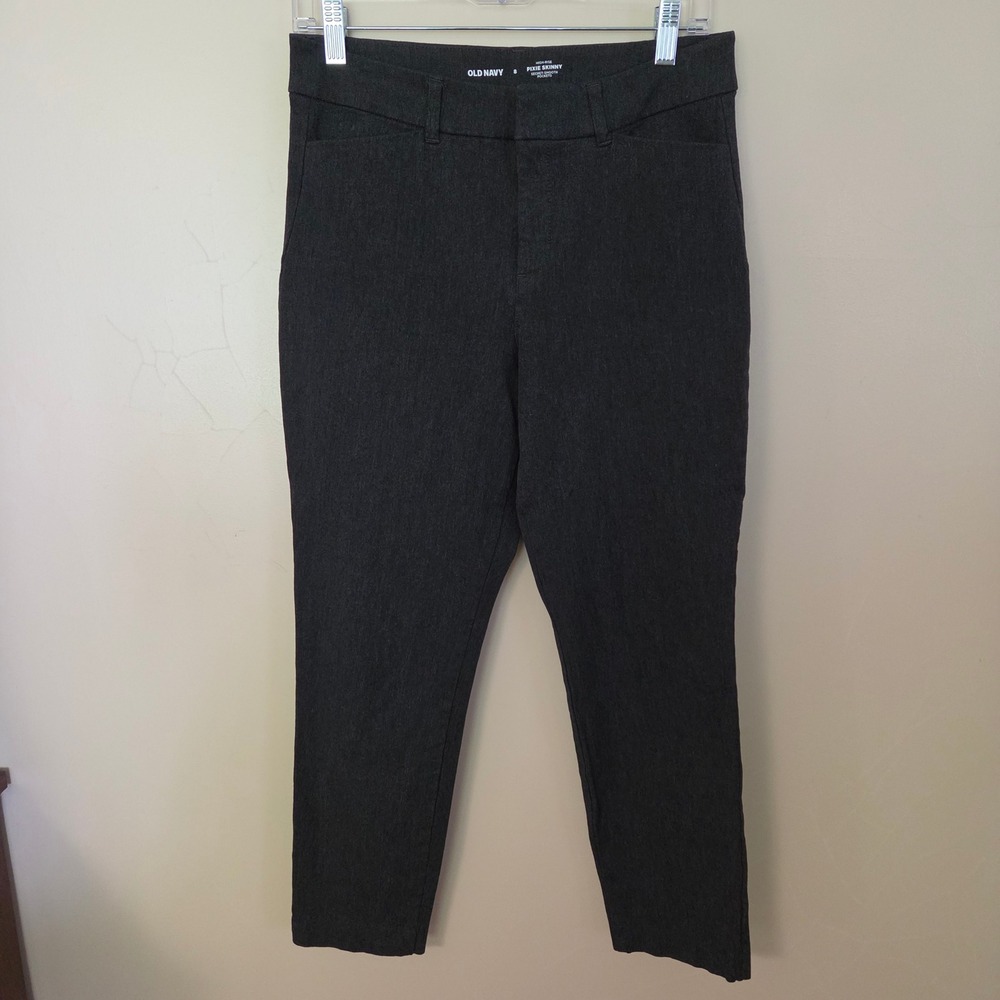 Old Navy High Rise Pixie Skinny Ankle Pants 8 Heathered Dark Gray Academia